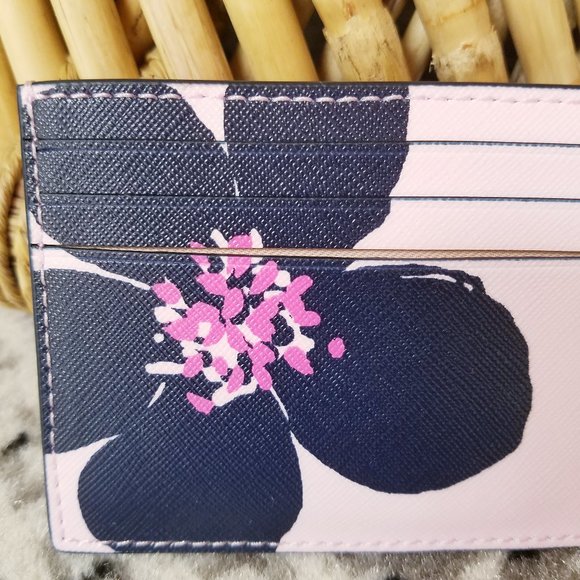 Small Slim Card Holder Kate Spade Grand Flora Pink - Picture 5 of 7